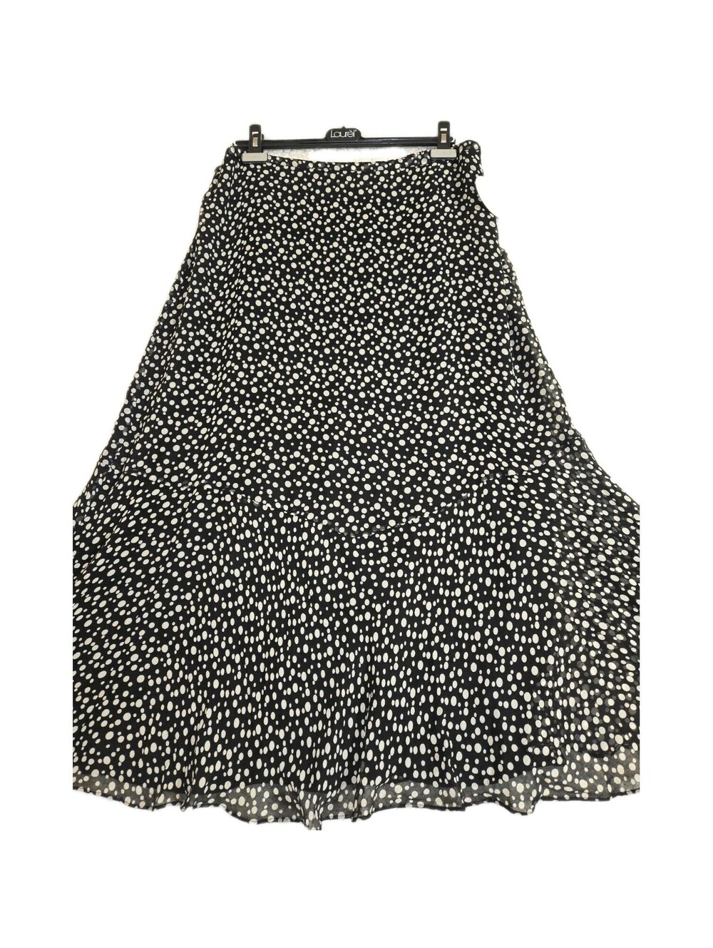 💯 silk Black Polka Dot Maxi Skirt Women's Size 1X NWT Zip Close Elastic...